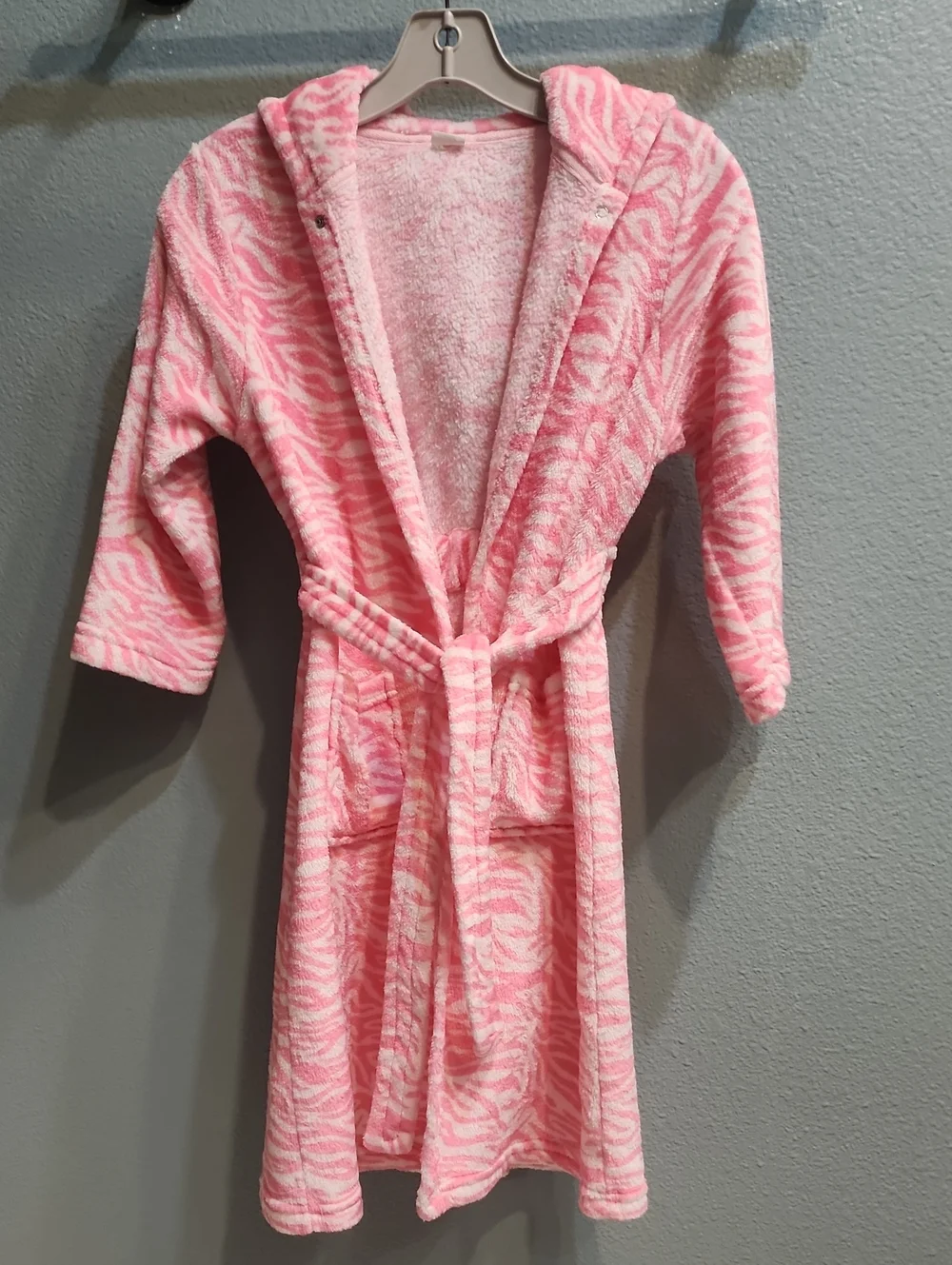 Dr Unicorn Kids Pink Hooded Plush Robe with Belt Size 7/8
